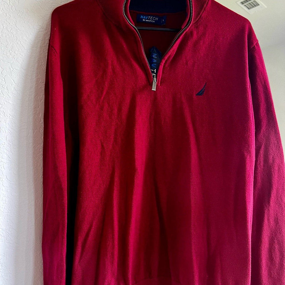 Nautica Red and Black Quarter Zip Pullover